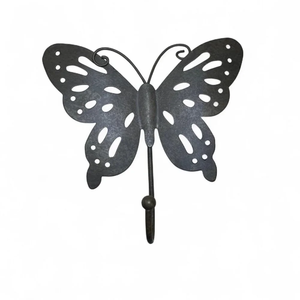 3 Metal Butterfly Decorative Wall Hooks